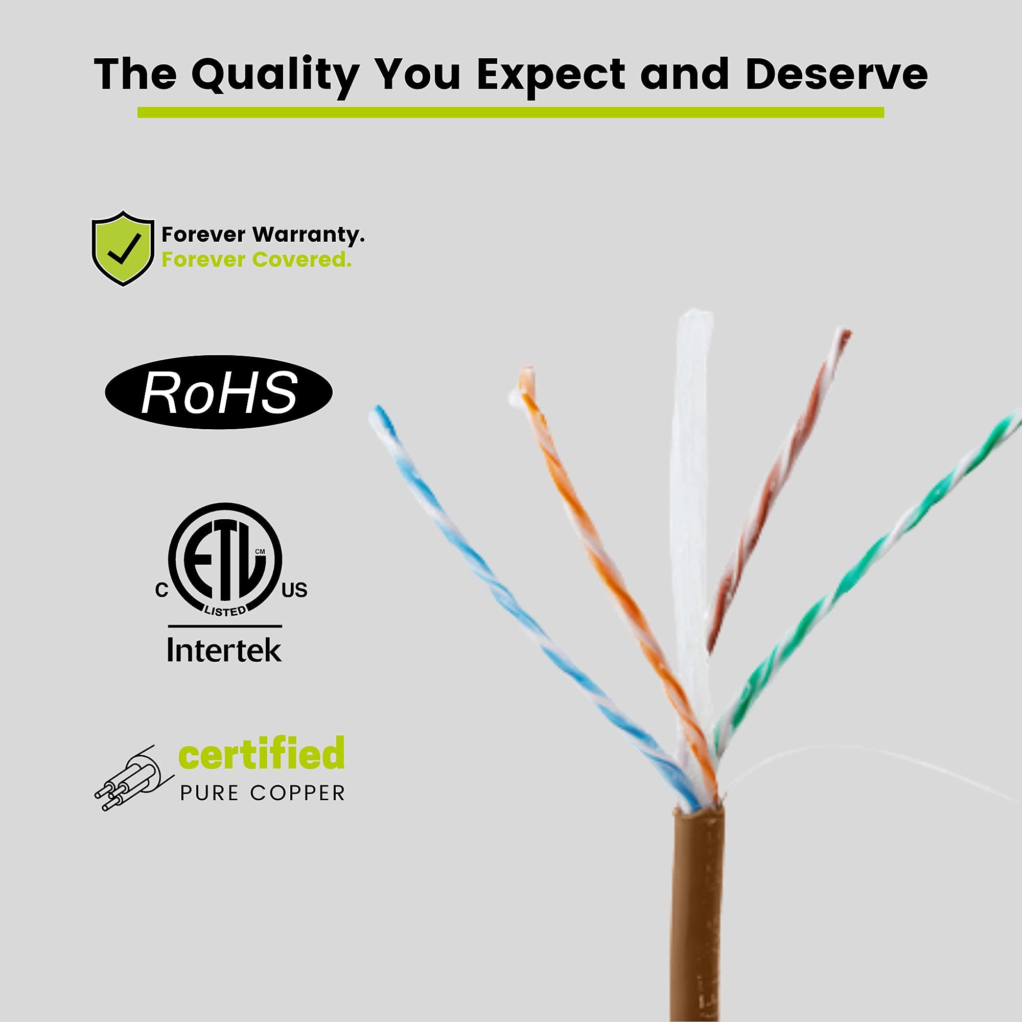 Truecable Cat6 Direct Burial, Gel Filled, 500Ft, Brown, Waterproof, Cmx, 23Awg Solid Bare Copper, 550Mhz, Poe++ (4Ppoe), Etl Listed, Unshielded Utp, Bulk Ethernet Cable