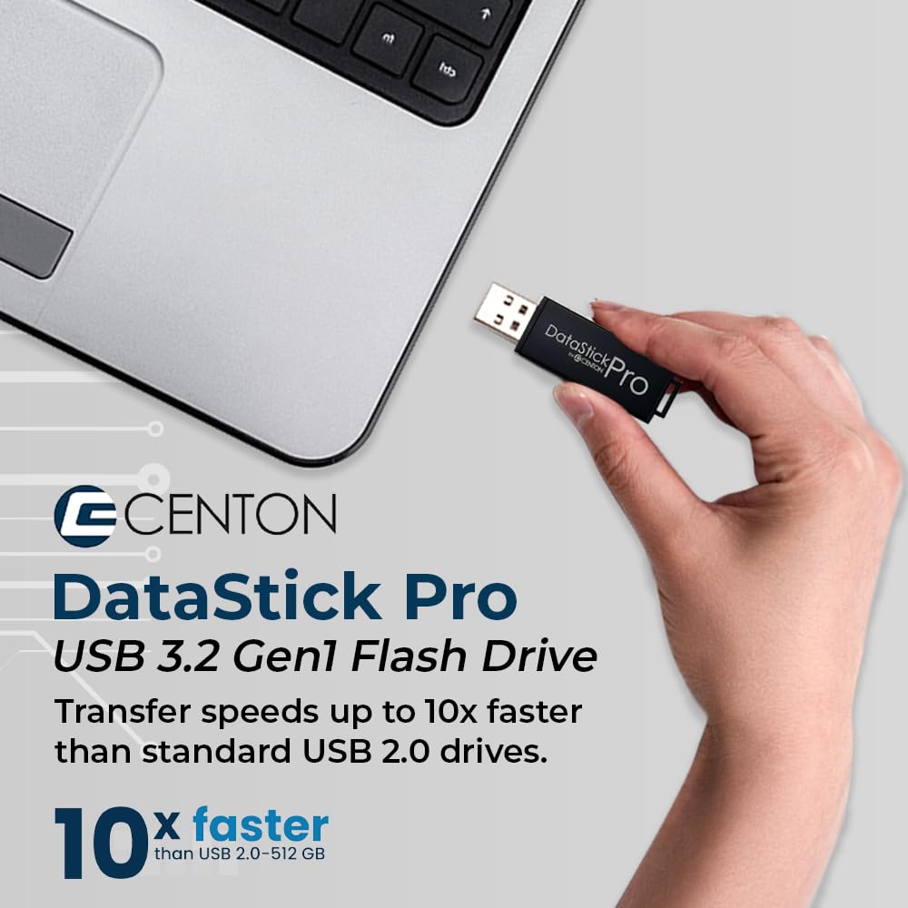 32Gb Datastick Pro By Centon, Usb 3.2 Gen1 Flash Drive Memory Stick For Storage And Backup
