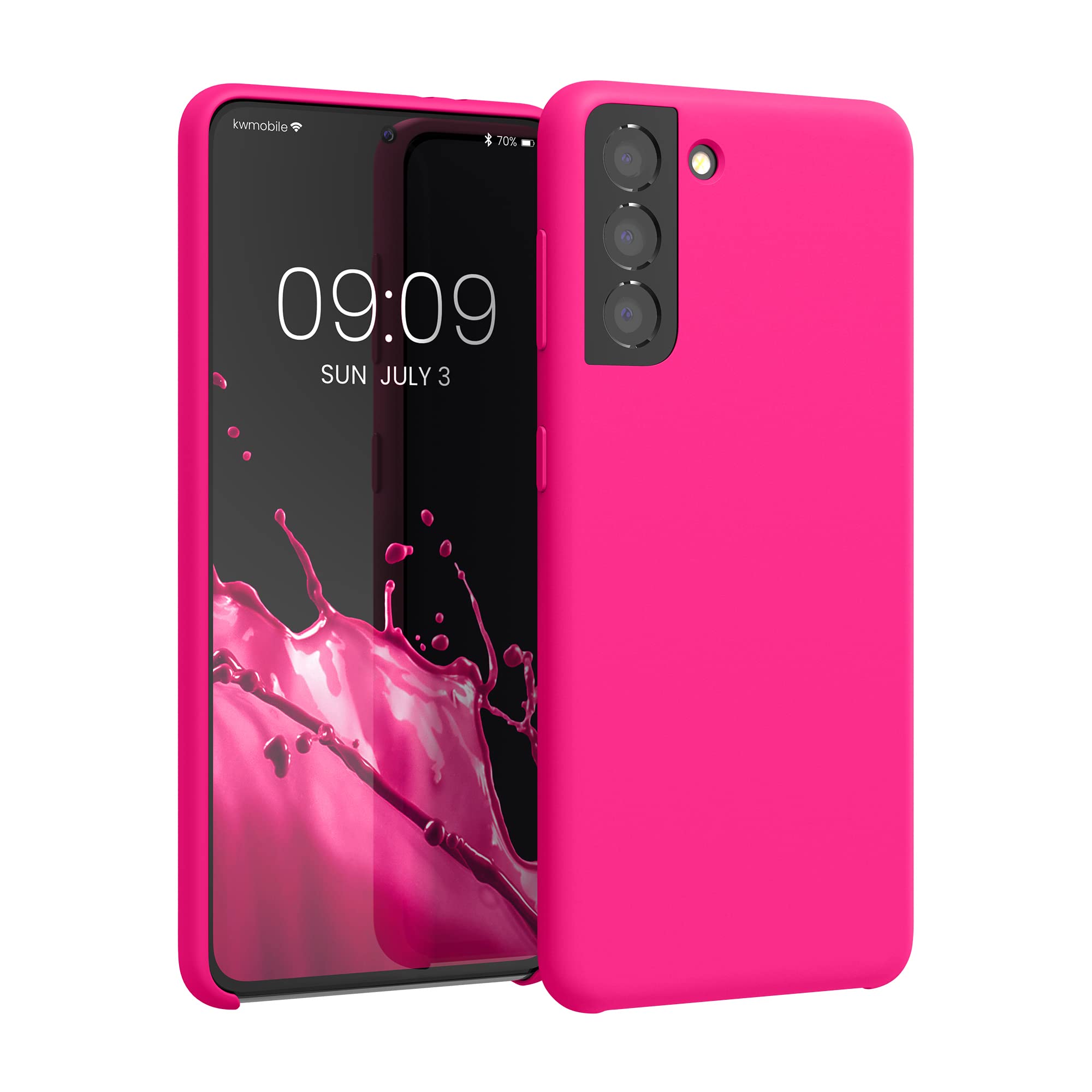 kwmobile Case Compatible with Samsung Galaxy S21 Case - TPU Silicone Phone Cover with Soft Finish - Neon Pink