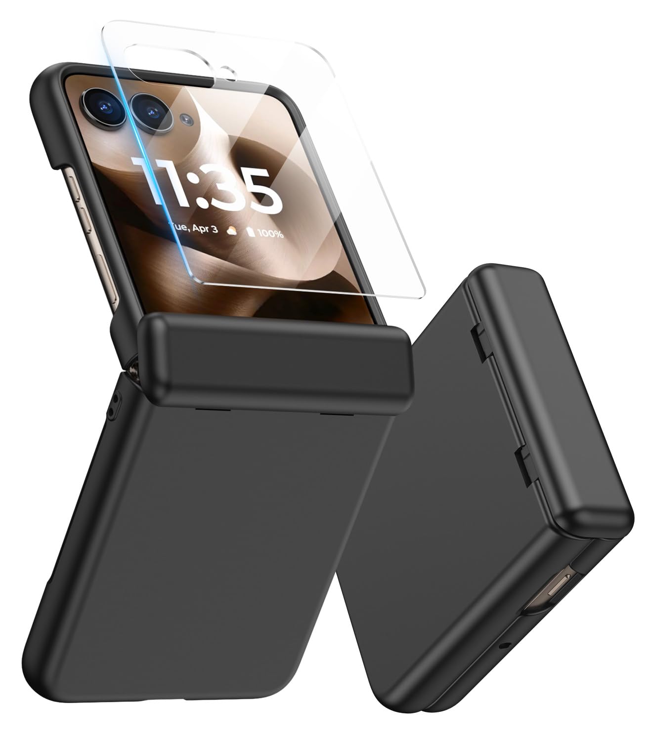 MAKAVO for Motorola Razr Ultra 2025 Case, Built-in Outer Screen Protector & Hinge Protector, Slim Fit Hard Full Body Shockproof 