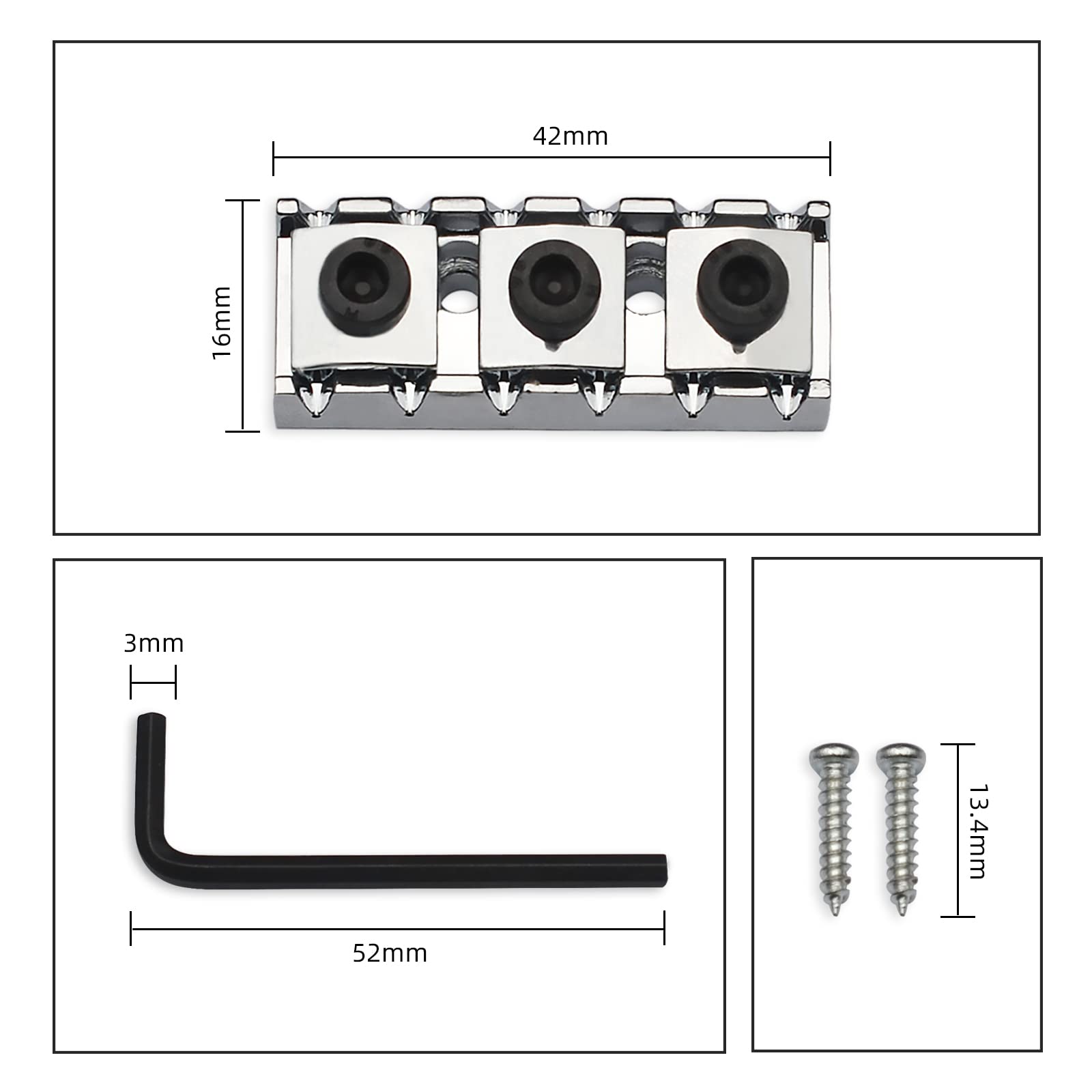 Saphue 42Mm Guitar Tremolo Bridge Locking Nut 1 11/16''For Floyd Rose Style Electric Guitar Tremolo Bridge Lock System (Chrome)