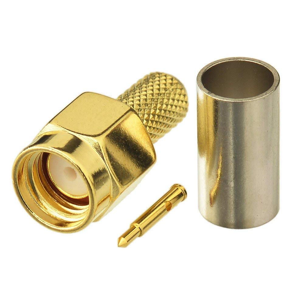 Saide 10Pcs Sma Male Straight Crimp Connector For Rg58 Rg400 Rg142 Lmr195 Cable(Pack Of 10)