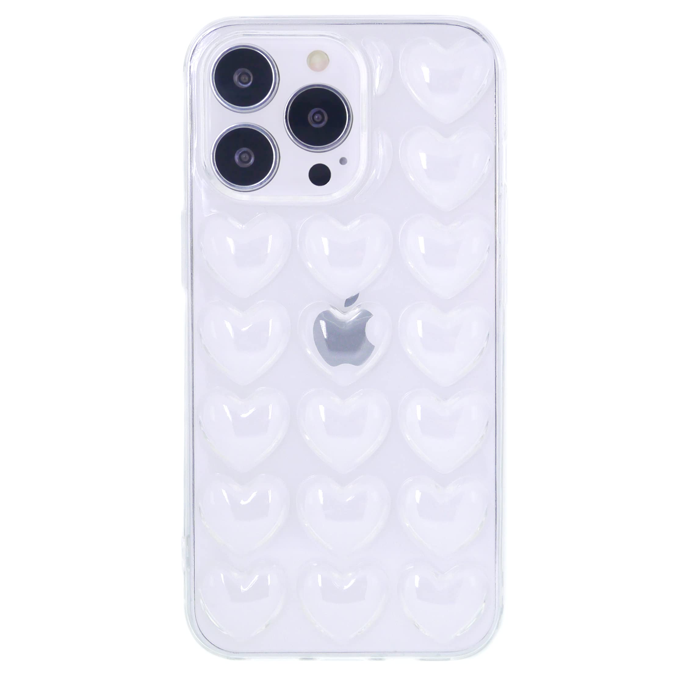 DMaos iPhone 13 Mini Case for Women, 3D Pop Bubble Heart Kawaii Gel Cover, Cute Girly for iPhone13 Mini 5.4 inch - Clear