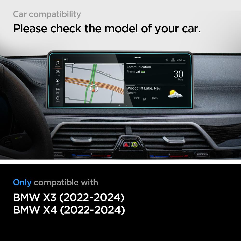 Spigen Tempered Glass Screen Protector [Glas.Tr Ez Fit] Designed For Bmw X3 (2022/2023/2024), Bmw X4 (2022/2023/2024/2025) 12.3 Inch Dashboard Touchscreen   Matte/Anti Glare/Anti Finger Print
