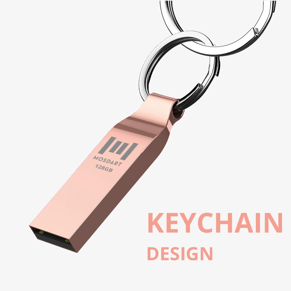 Mosdart 2Pack 128Gb Metal Usb 2.0 Flash Drive Exfat Thumb Drive With Keychain 128 Gb Waterproof Jump Drive 128G Memory Stick For