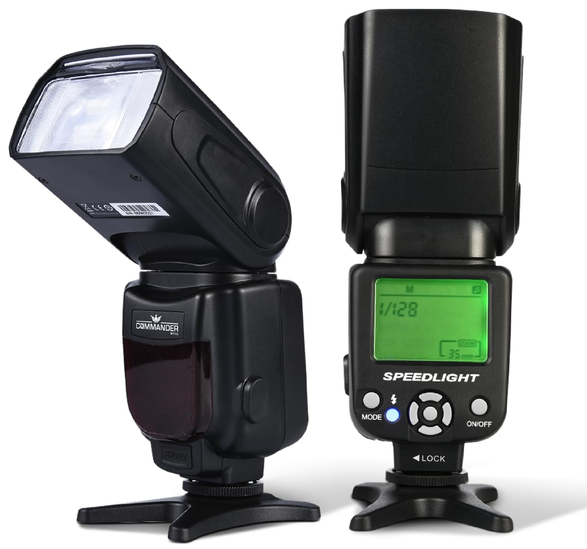 Commander Optics E Ttl Flash Speedlite Bounce/Swivel With Led Backlit For Canon Rebel T7, Sl3, 4000D, 850D, 80D, 90D, R, Rp, R5,