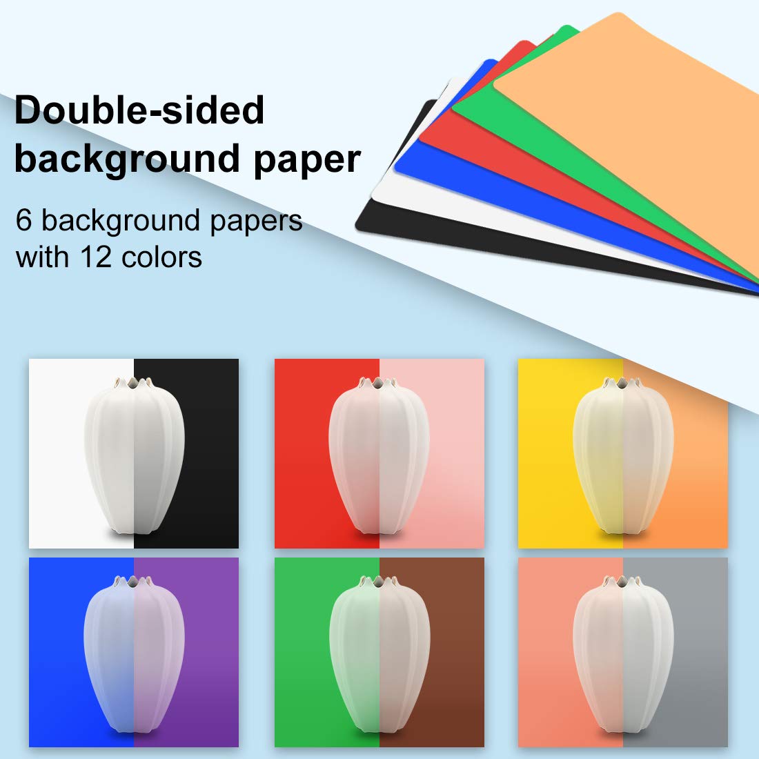 Photo Studio Light Box, Puluz Mini Folding Lightbox Led Ring Light Portable Photo Box Shooting Tent Box Kit 12 Colors Backdrops