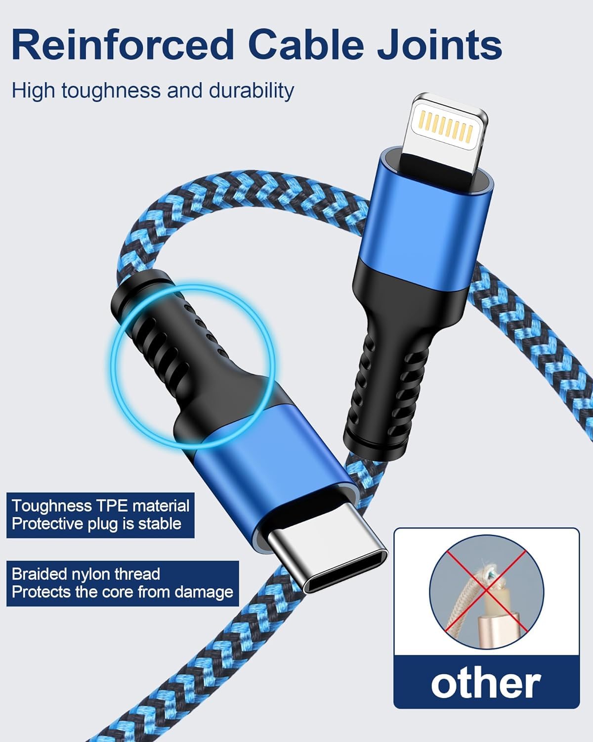 10Ft Apple Lightning Cable Usbc, Usb Type C To Lightning Iphone Charger Cord, Fast Charging Lightening Wire For Iphone 14 Pro Ma