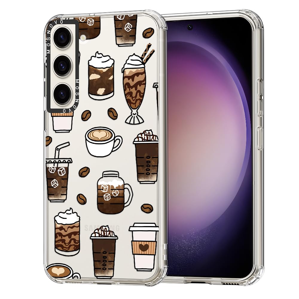 Mosnovo For Galaxy S23 Case,Samsung Galaxy S23 5G Case, Coffee Clear Design Shock Absorption Bumper Soft Tpu Women Girl Cover Ca