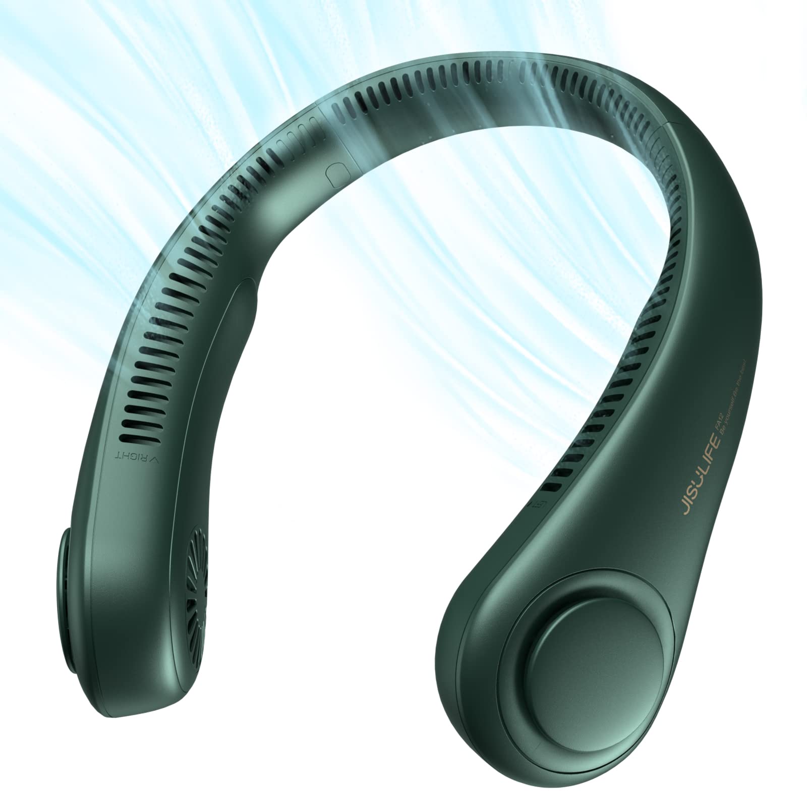 Jisulife Portable Neck Fan, Hands Free Bladeless Fan, 4000 Mah Battery Operated Wearable Personal Fan, Leafless, Rechargeable, H