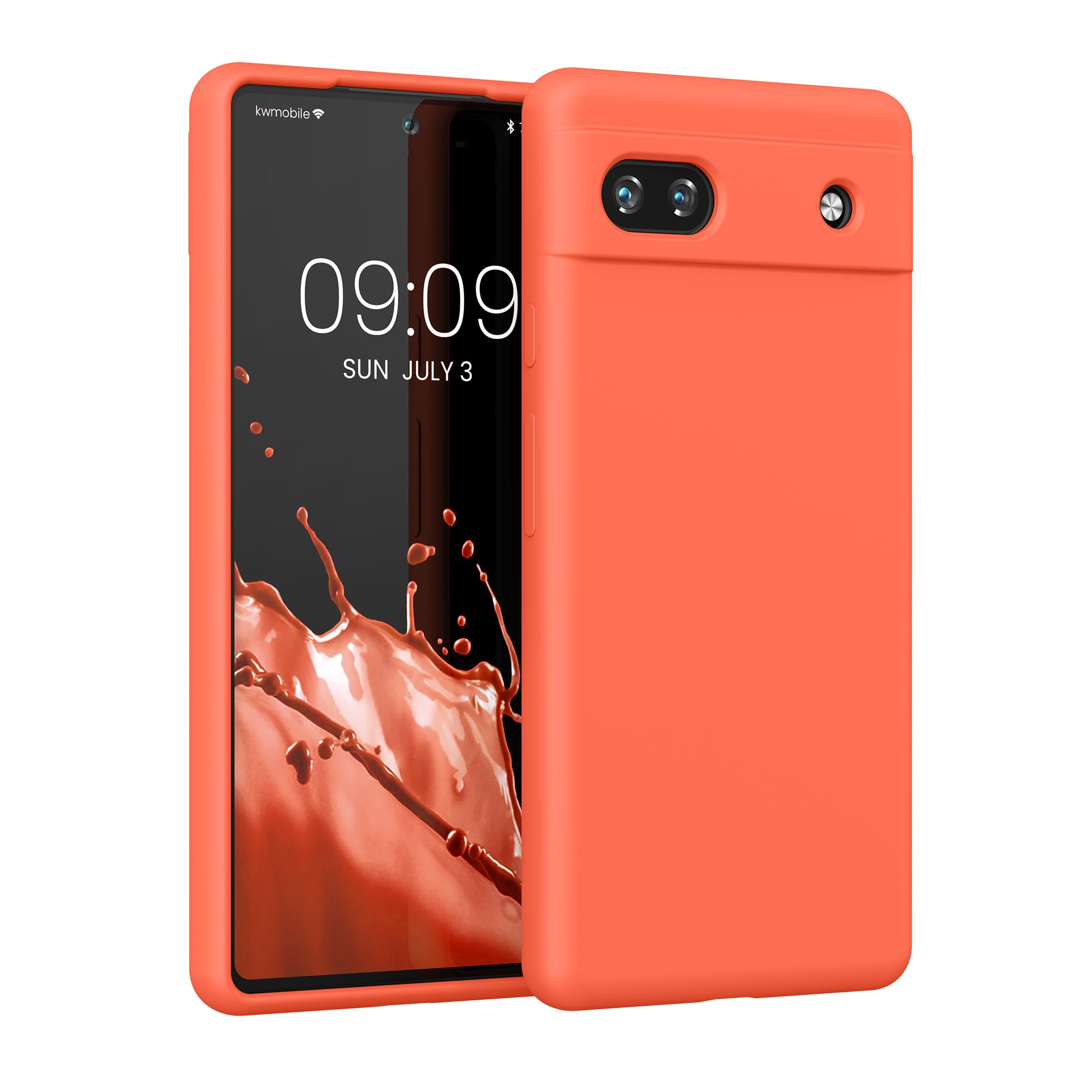 kwmobile Case Compatible with Google Pixel 6a Case - TPU Silicone Phone Cover with Soft Finish - Vivid Coral