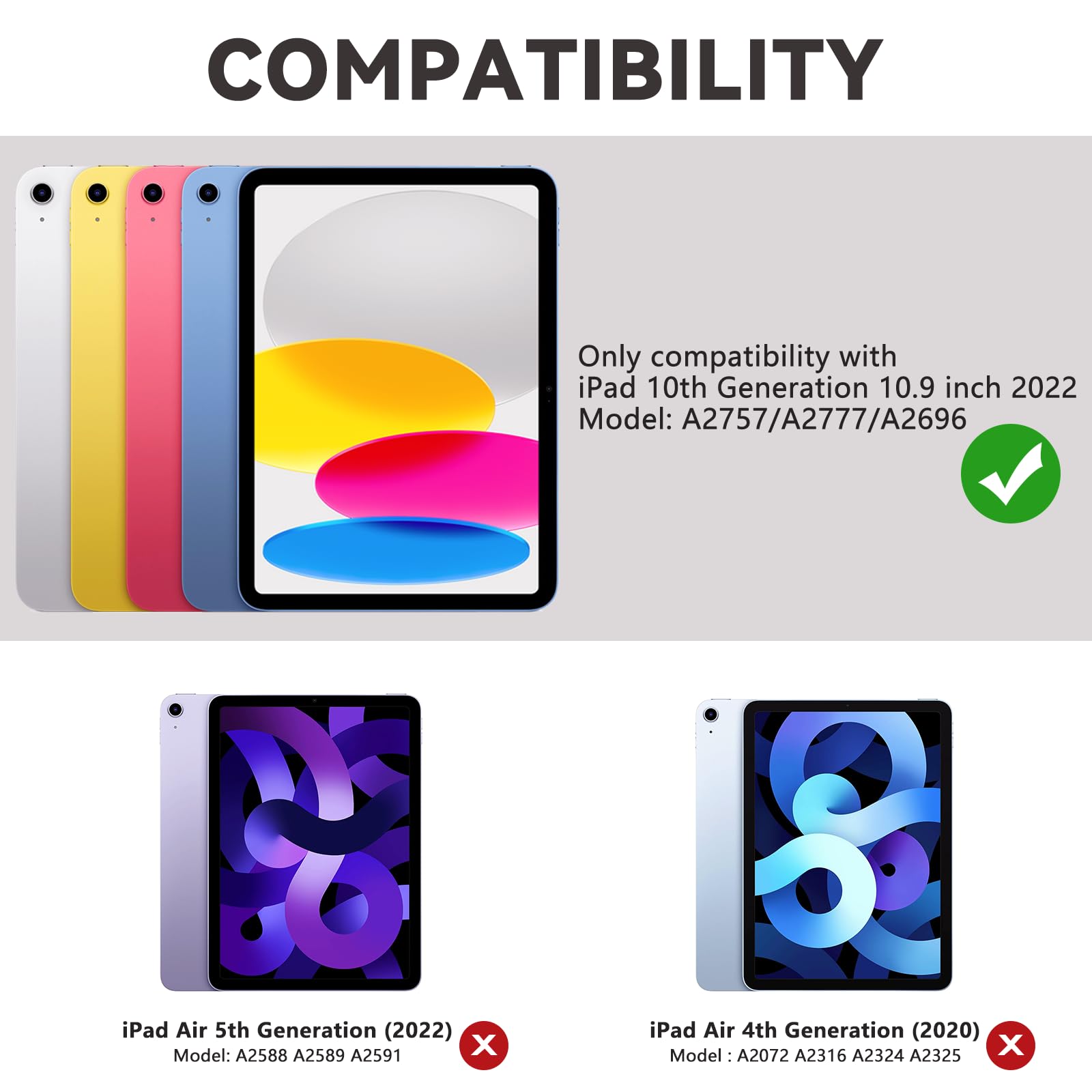 Fuwang Touch Keyboard Case For Ipad 10Th Generation 10.9 Inch 2022, 360 Rotatable For Ipad 10Th Generation Case With Keyboard, M