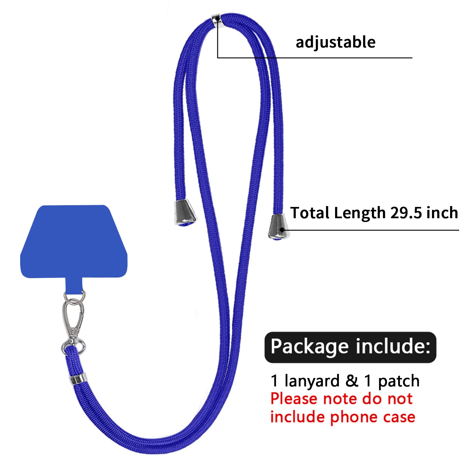 Ss Phone Lanyard, Adjustable Detachable Neck Strap With Phone Patch Suitable For Any Cell Phone Smartphones   Blue