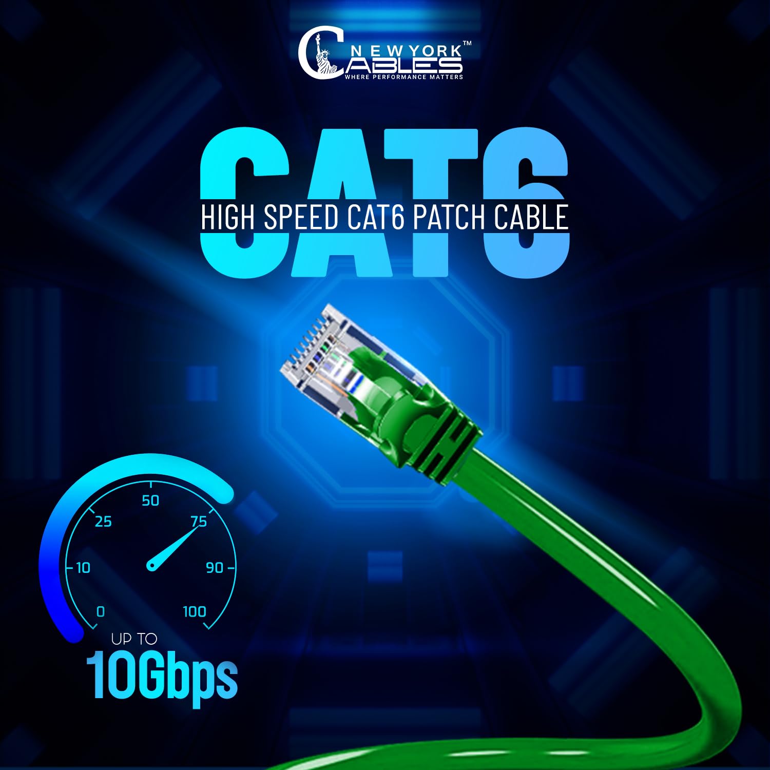 Newyork Cables Cat6 Ethernet Patch Cable 3Ft (5 Pack), Snagless Cat6 Patch Cables For Data Centers, 10Gbps, 550Mhz Ethernet Cord, Bare Copper Network Patch Cables For Home And Enterprise  Green