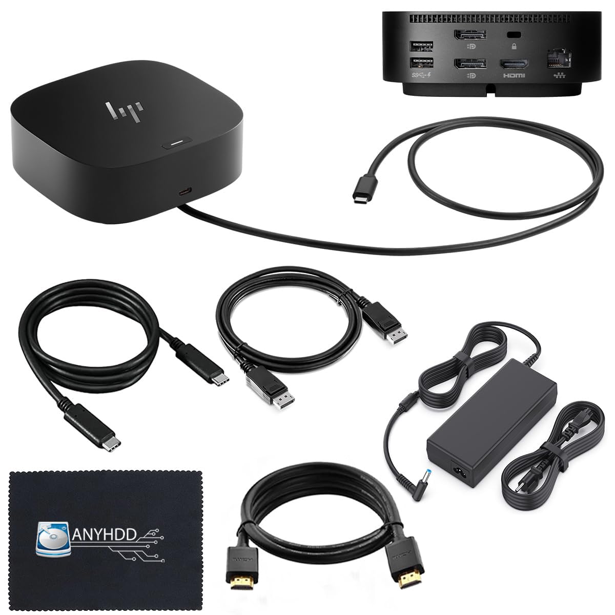 26D32Aa#Abl Hp Docking Station For Laptop Dual Monitor And Charging Bundle   Hp Usb C Dock G5 With 120W Adapter + Hdmi Cable + D
