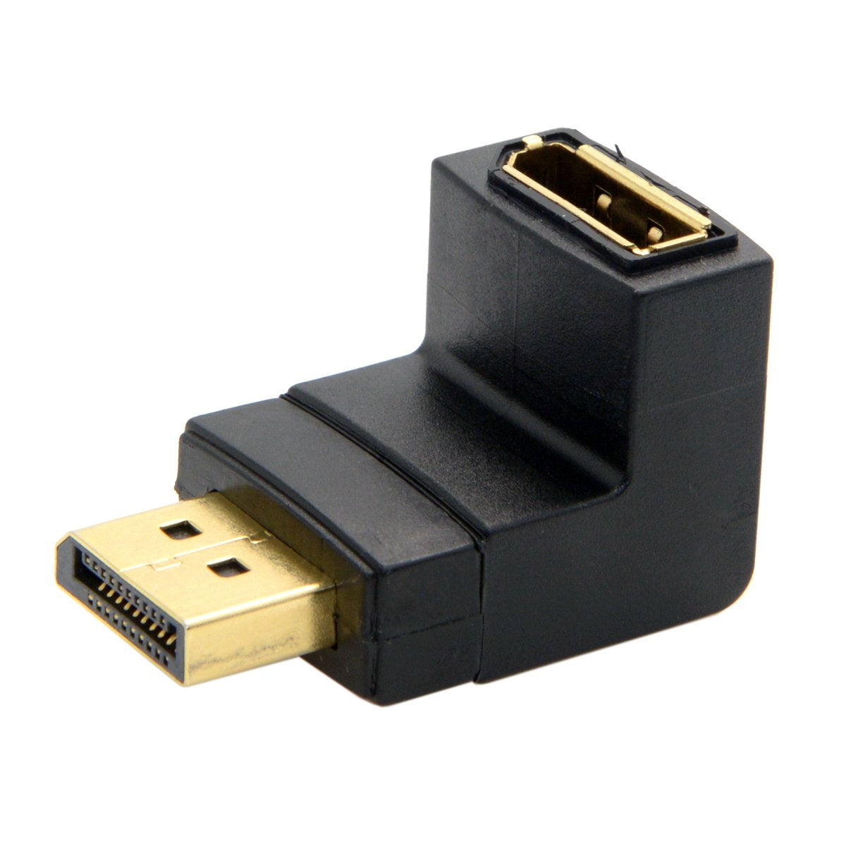 Cy Dp Displayport Male 90 Degree Up Angled To Female Extension Adapter Converter Black