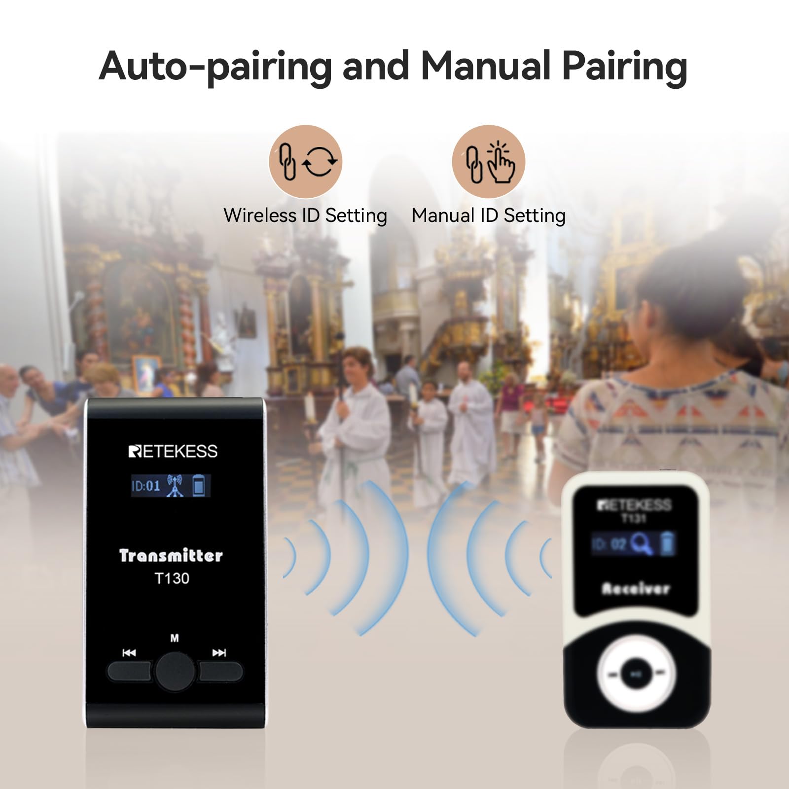 Retekess T130 Wireless Tour Guide Transmitter,Lavalier Microphone,99 Channel,Church Translation Transmitter For Interpretation T