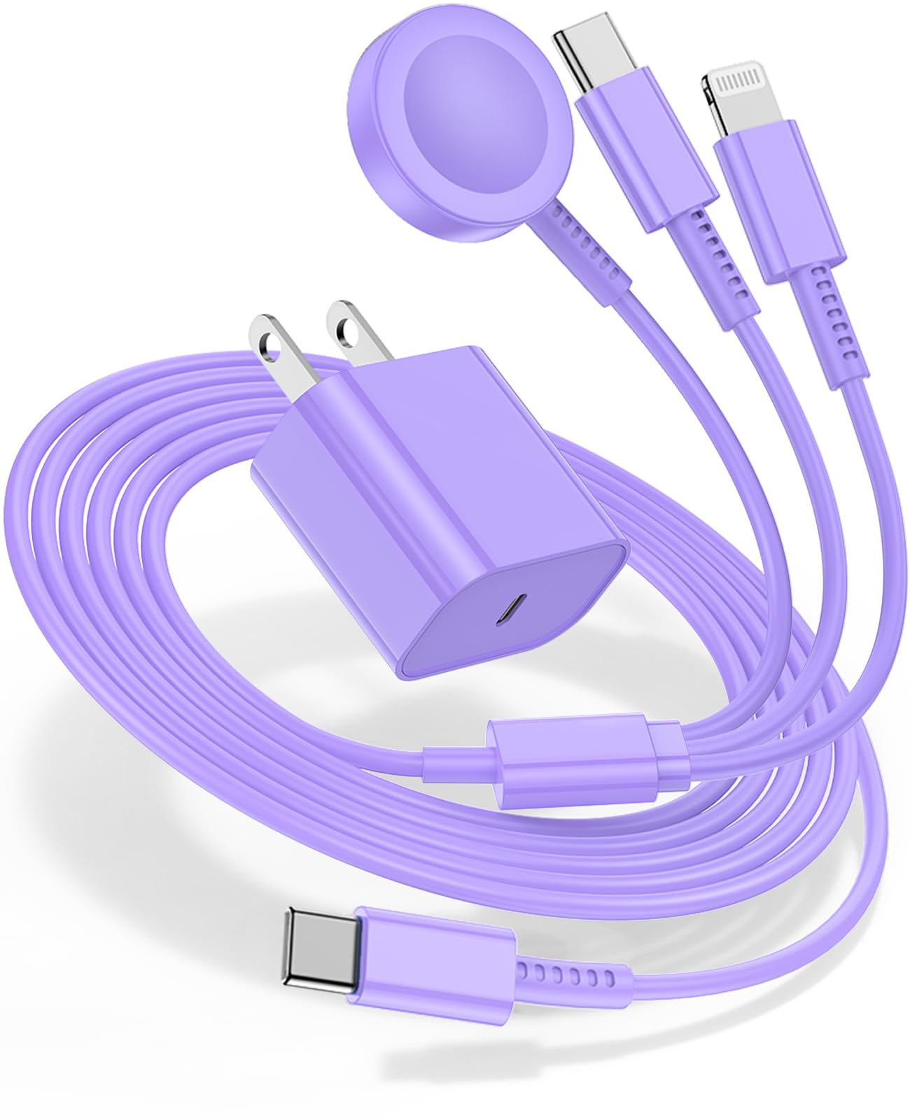 for Apple Watch Charger Fast Charging,3 in 1 Multi Chargers Cable with 20W USB C Charger, iWatch Charger Cord 6FT for iWatch Ser