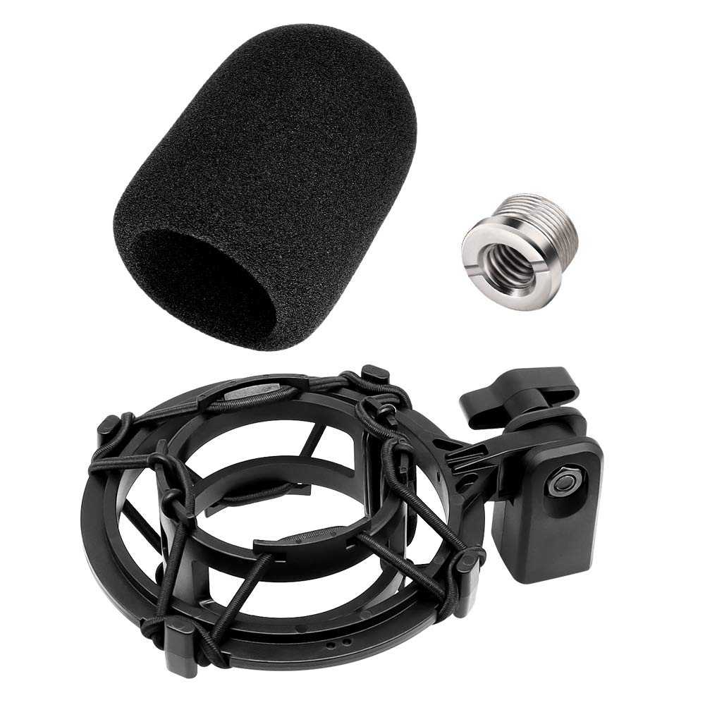 Etour AT2020 Microphone Shock Mount with Pop Filter, [Custom Built for audio technica Mic] Anti-Vibration Suspension Shockmount 
