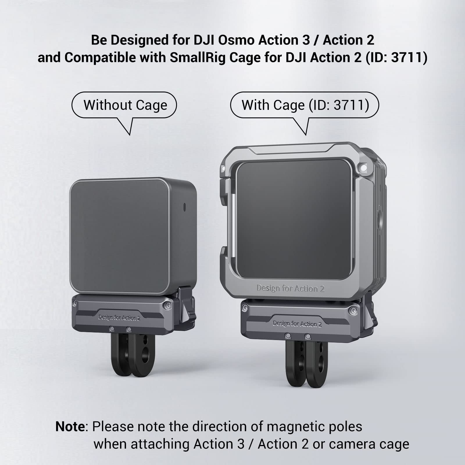 Smallrig Magnetic Adapter Mount For Dji Action 4 / Action 3 / Action 2, With Adapter Connection And 1/4    Thread For Osmo Actio