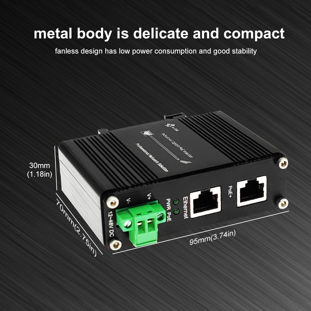 E Link Hardened Industrial Gigabit Poe++ Injector 48Vdc Input Poe++ 60W Up To 100 Meters Output Din  Rail Wall Mount  40C To 80C