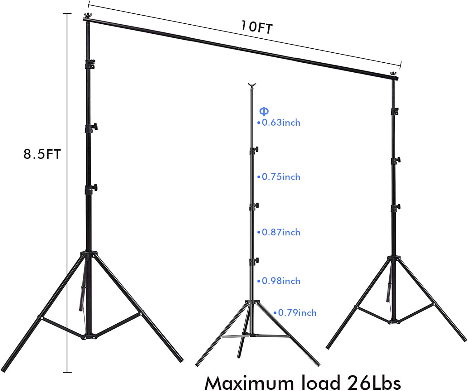 Slow Dolphin 10X 8.5 Ft Photo Backdrop Stand, Adjustable Photography Background Support System Stand For Photo Video Studio With