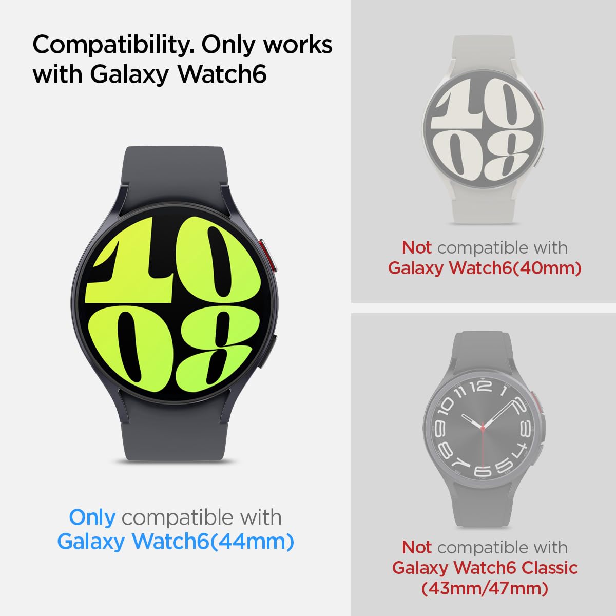 Spigen Tempered Glass Screen Protector [Glastr Ez Fit] Designed For Galaxy Watch 6 (44Mm) [Full Coverage][9H Hardness Tempered G