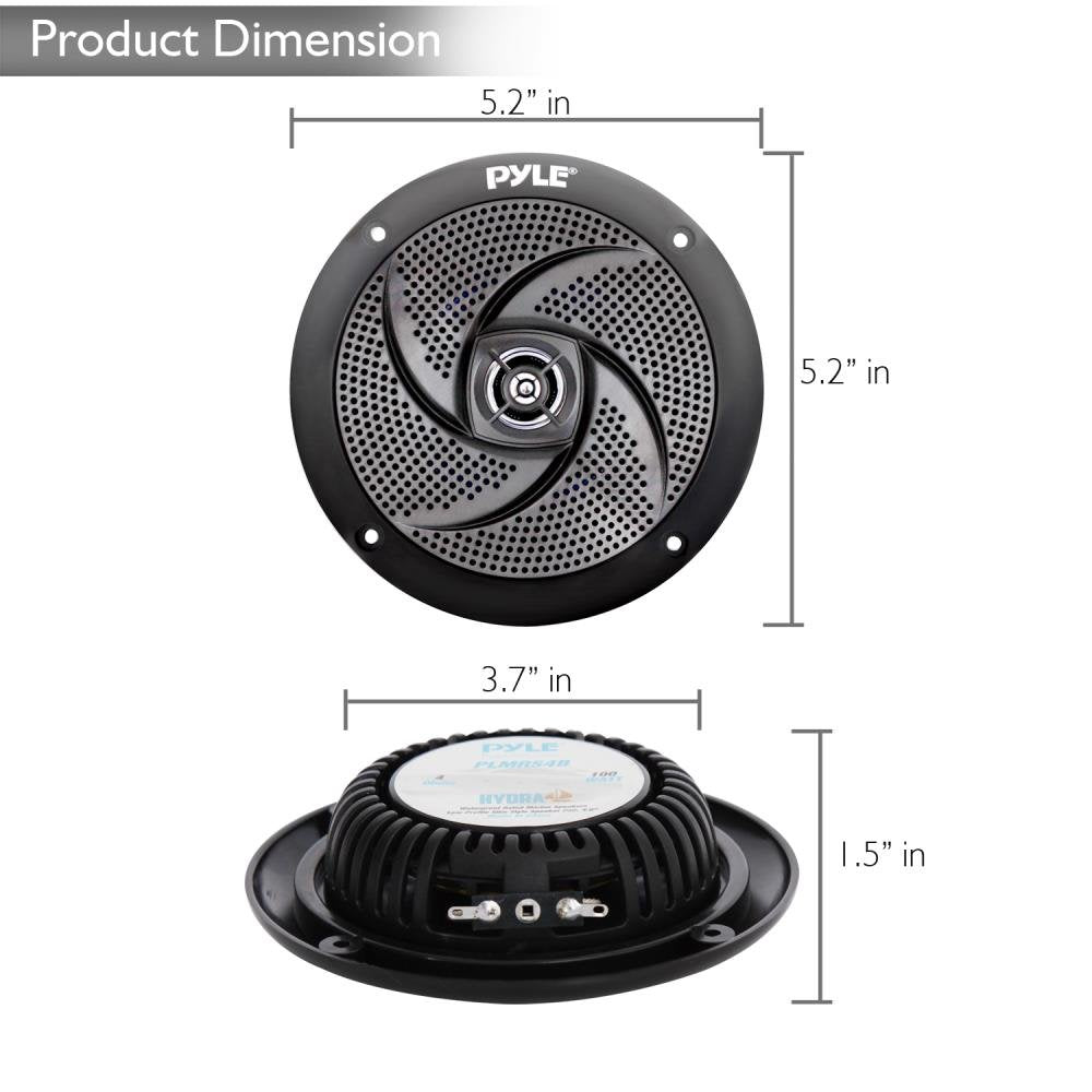 Pyle Marine Speakers - 4 Inch 2 Way Waterproof And Weather Resistant Outdoor Audio Stereo Sound System With 100 Watt Power And L