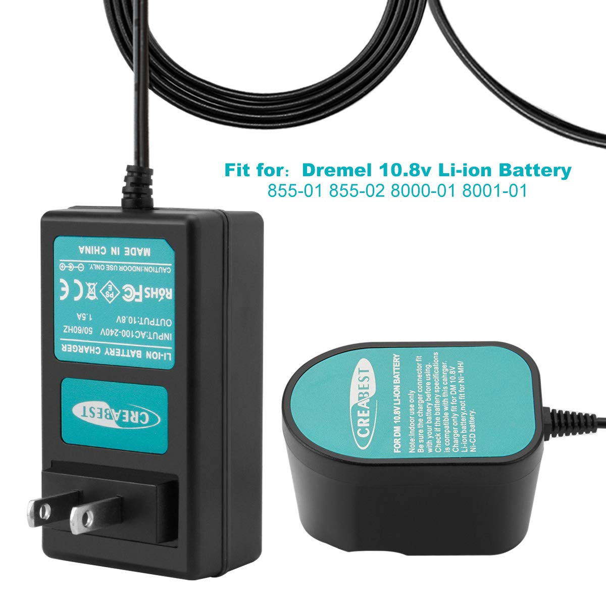 Creabest New 10.8V Battery Charger Compatible With Dremel 10.8V Li Ion Battery 855 01 855 02 8000 01 8001 01 8001 02 (Only For L