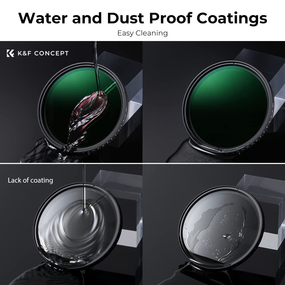 K&F Concept 77Mm Variable Neutral Density Lens Filter Nd8 Nd2000 (3 11Stop) Waterproof Adjustable Nd Lens Filter With 24 Multi Layer Coatings For Camera Lens (D Series)
