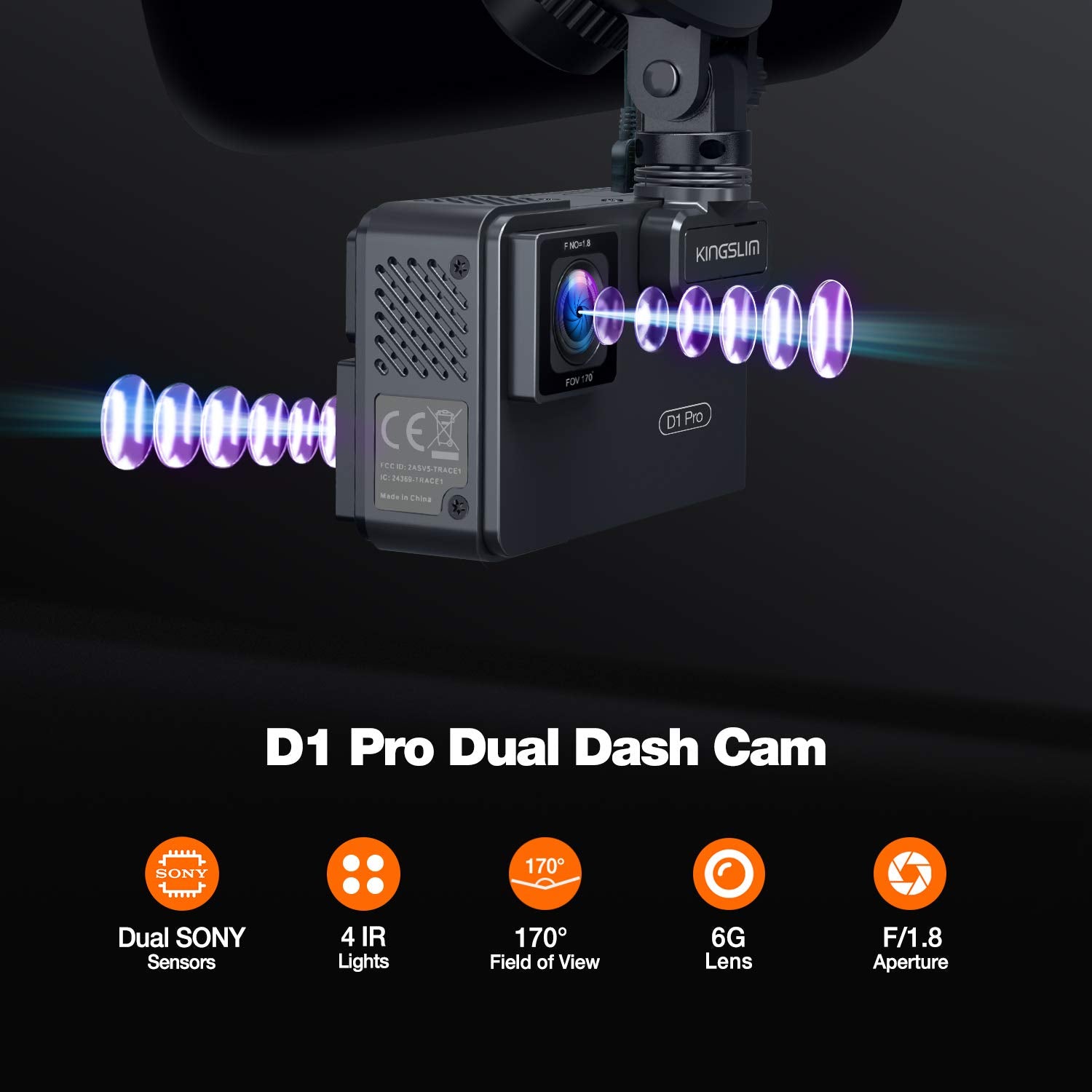 Kingslim D1 Pro 2K Dash Cam Front And Inside With Wi Fi Gps   2K/1080P Dual Car Camera Driving Recorder, Super Night Vision With