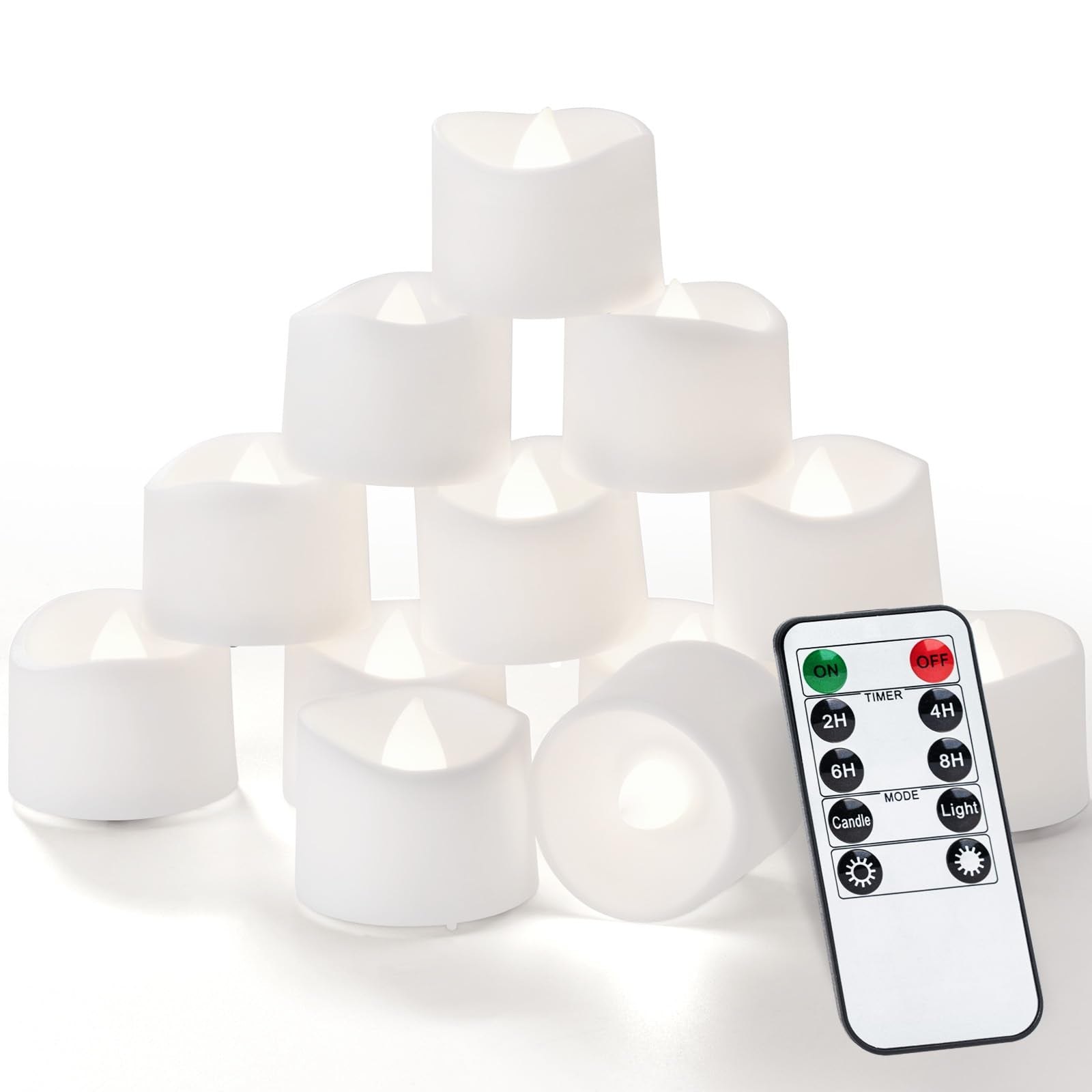 Homemory 12Pcs Remote Candles, Timer Candles, 400+Hours Flickering Flameless Battery Operated Led Tea Lights Candles Votive Cand