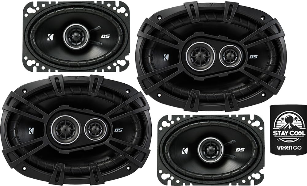 KICKER Speaker Package of 2 Items: DS Series Two 6x9 Coaxial Speakers 4-Ohm & Two 4x6 Coaxial Speakers 4-Ohm - 1x 43DSC6504, 1x