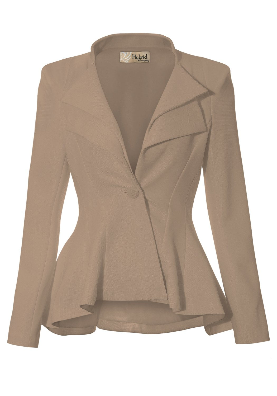 Women Double Notch Lapel Office Blazer Jk43864 1073T Beigekhak 2X