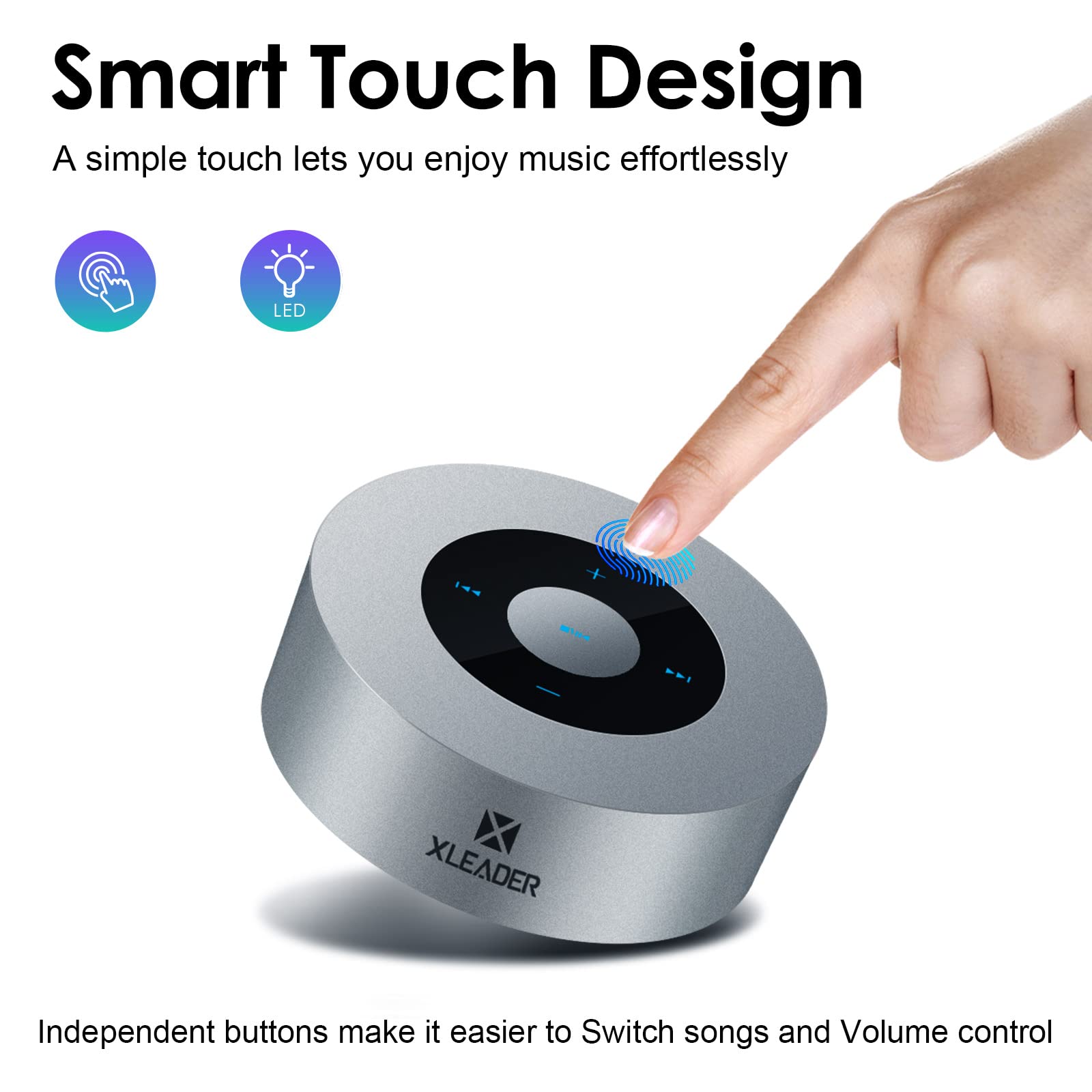 Xleader Travel Case Packed, Upgraded, Bluetooth Wireless Speaker, Custom Bass Radiator, Led Touch Design, Tiny Pocket Speaker, M