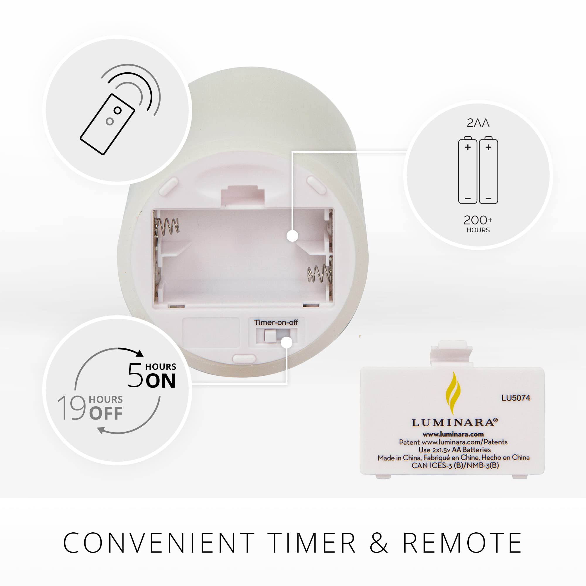 Luminara Set Of 3 Halloween Selenite Pillars With Remote Realistic Artificial Moving Flame Pillar Candles Melted Top Edge, Led B