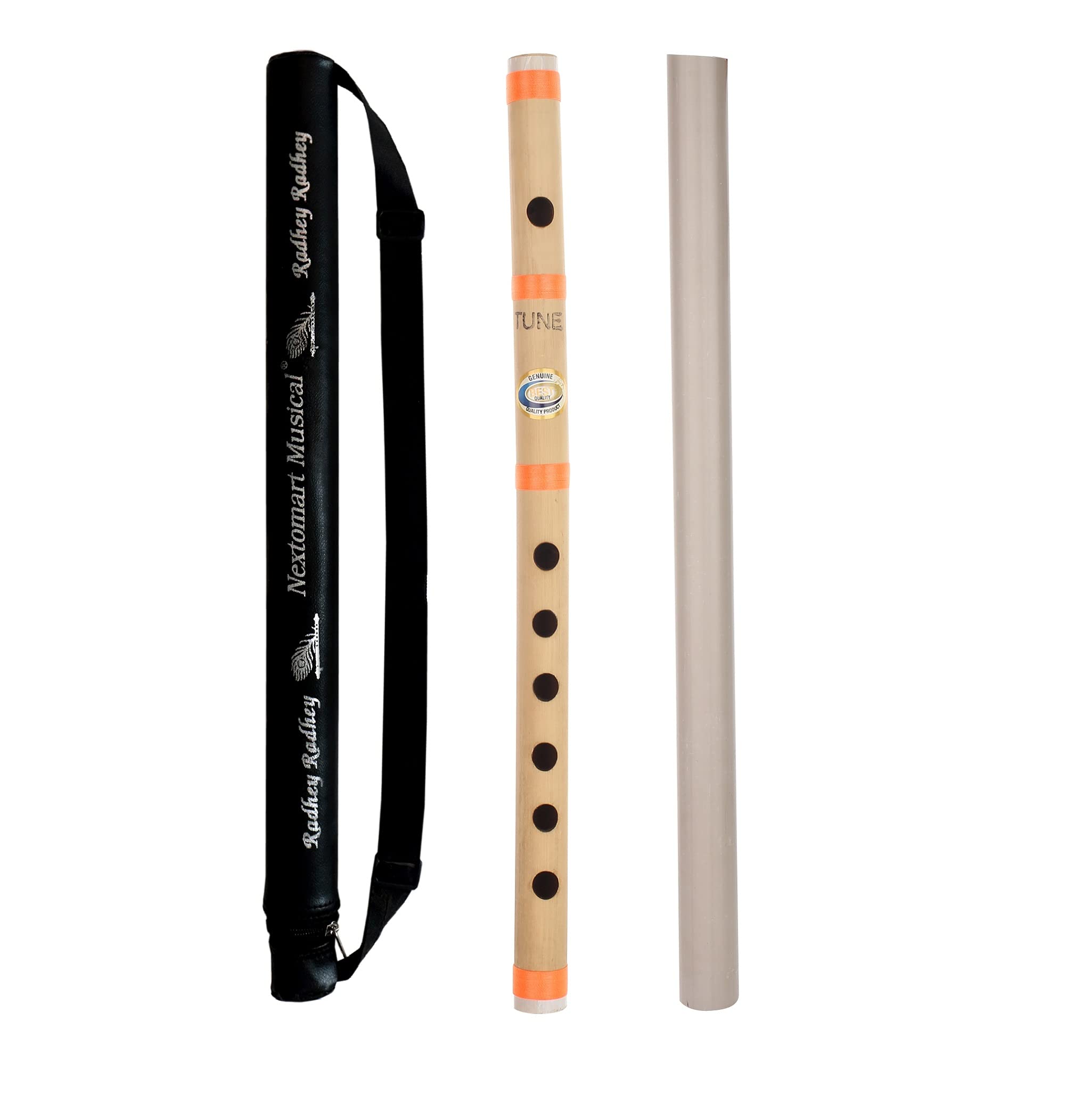 Nextomart Regular B Tune 6Hole Bamboo Flute Bansuri (14 Inch) With Complimentary Carry Bag  Includes English Notation Guide Fo