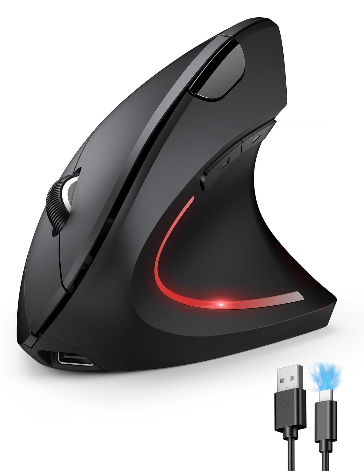 Tecknet Ergonomic Mouse, Rechargeable Vertical Ergo Mouse Wireless 800-4800 Levels 5 Adjustable Dpi, Silent 2.4Ghz Optical Carpal Tunnel Mouse For Right Hand, Usb Wireless Mouse For Laptop, Pc