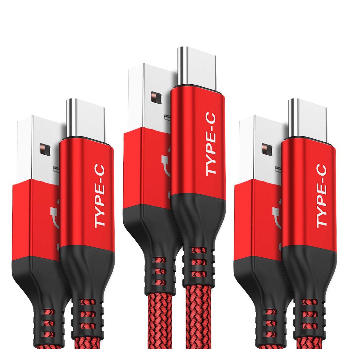 Akoada Usb Type C Cable, 3 Pack 3.3Ft Usb A To Usb C 3.1A Fast Charger Nylon Braided Cord Compatible With Iphone 16/16 Pro/16 Pro Max/15 Sam.Sung Galaxys24 S23 S22 S20 Note S10 S9 Plus Lg Moto Ps5,Red