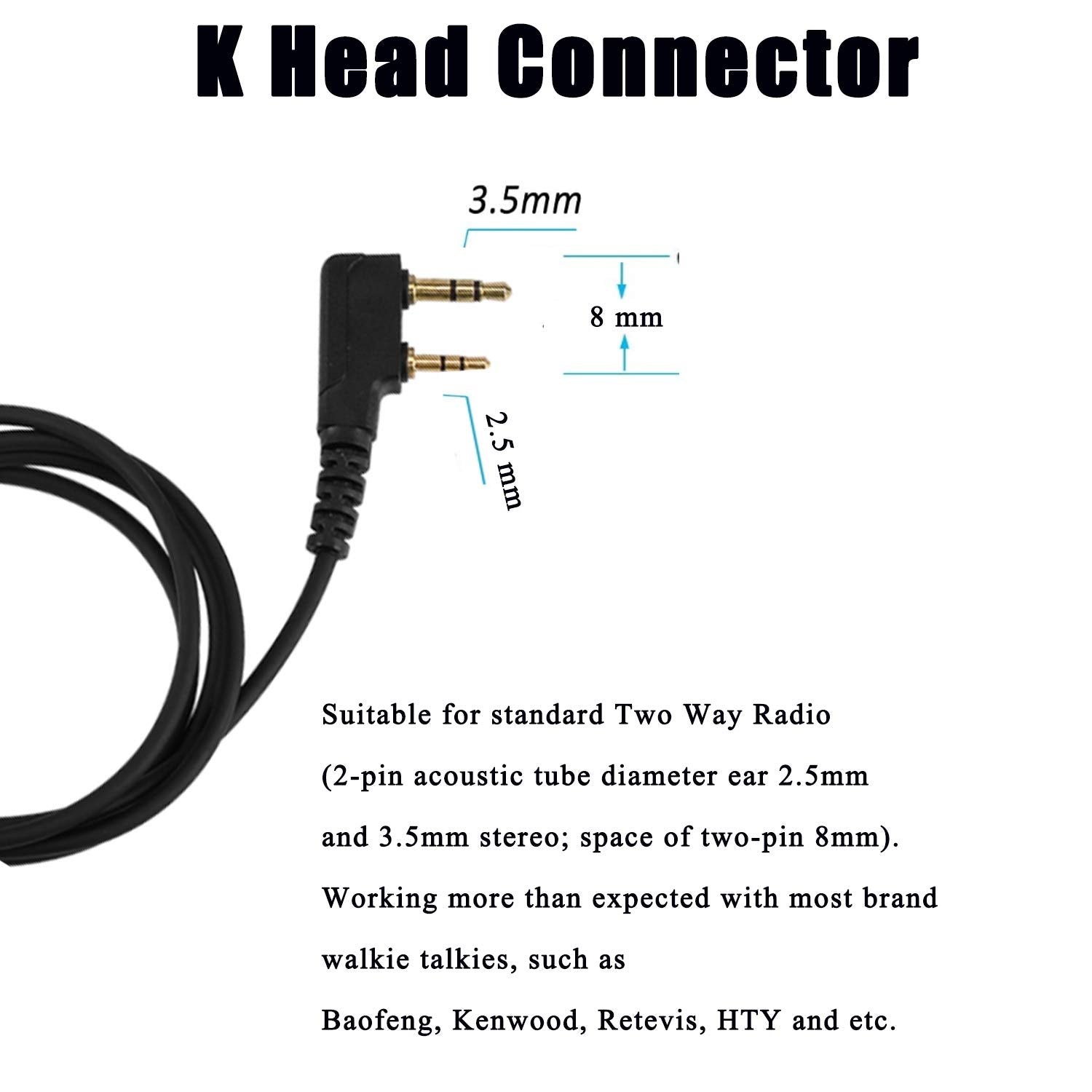 Samcom Walkie Talkies Earpiece With Mic Ptt 2 Pin K Head Acoustic Tube Headset Earphone Surveillance Covert Air Tube Ear Piece Fpcn30A Fpcn10A Radios