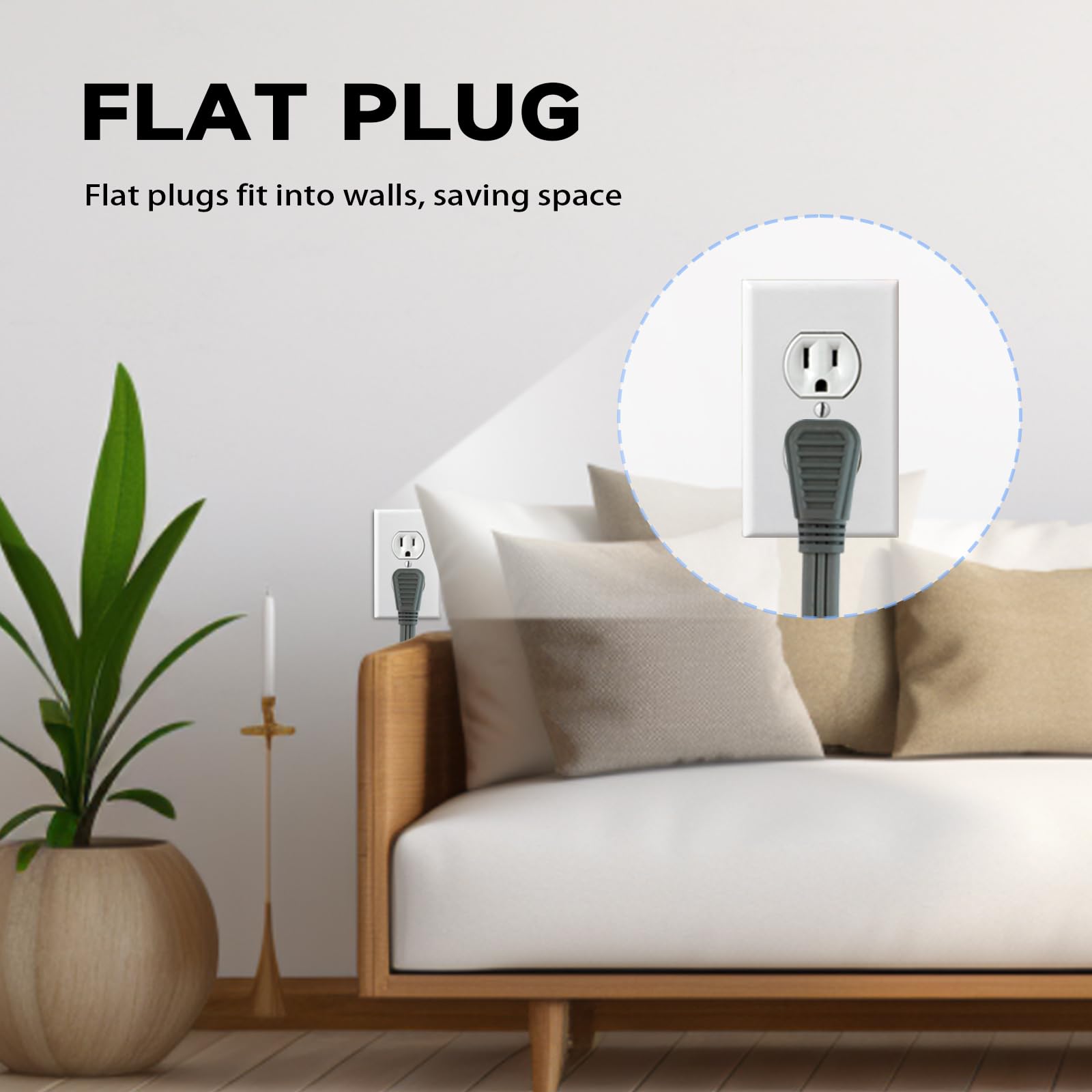 Greatide 6 Ft Heavy Duty Extension Cord Wire, 14 Gauge 3 Prong Spt 3 Extension Cord, 3 Pronged Cord For Air Conditioner Refriger