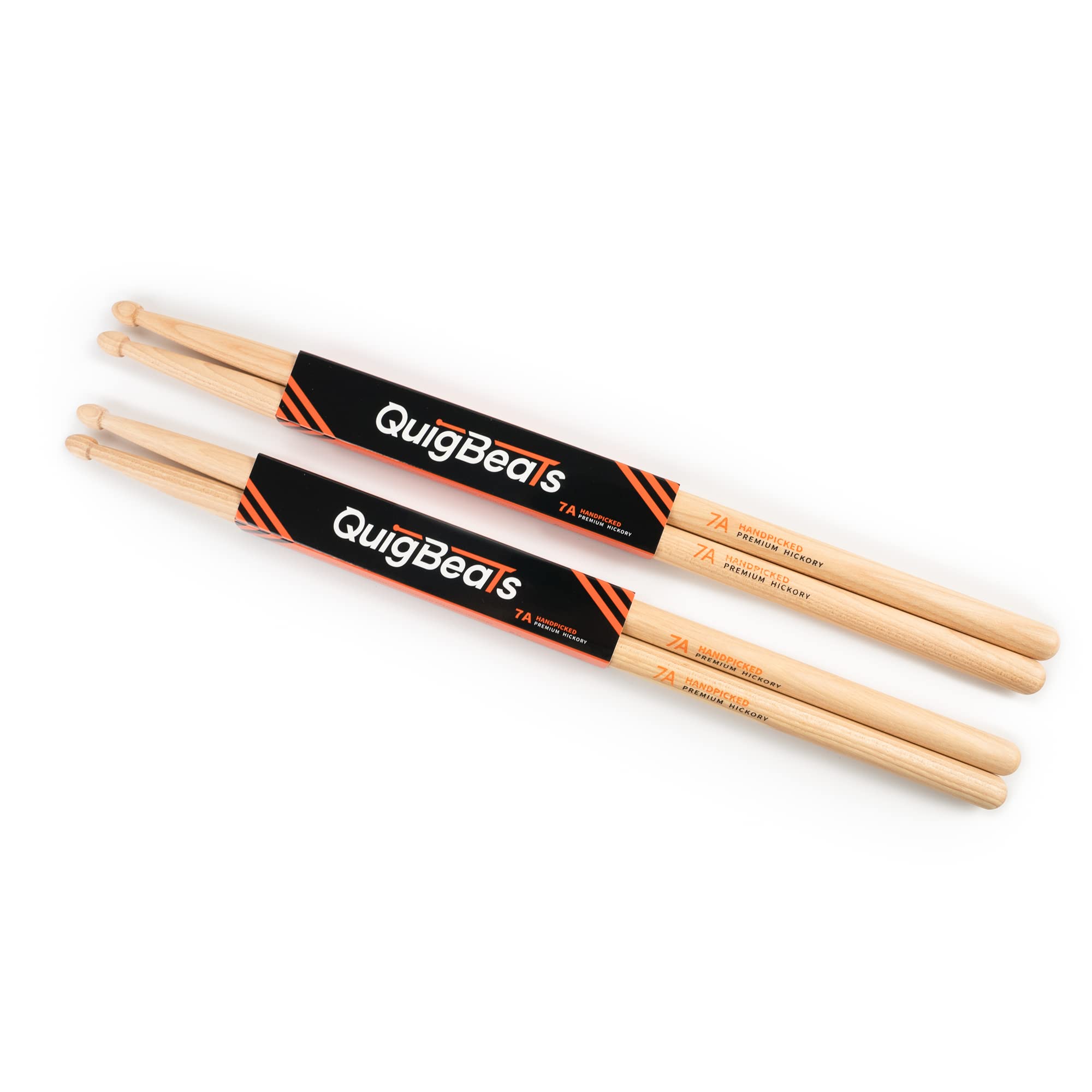 Quigbeats Drum Sticks, Premium Hickory 7A Drumsticks, Pitch Matched Drumsticks For Adults & Kids 2 Pairs   A