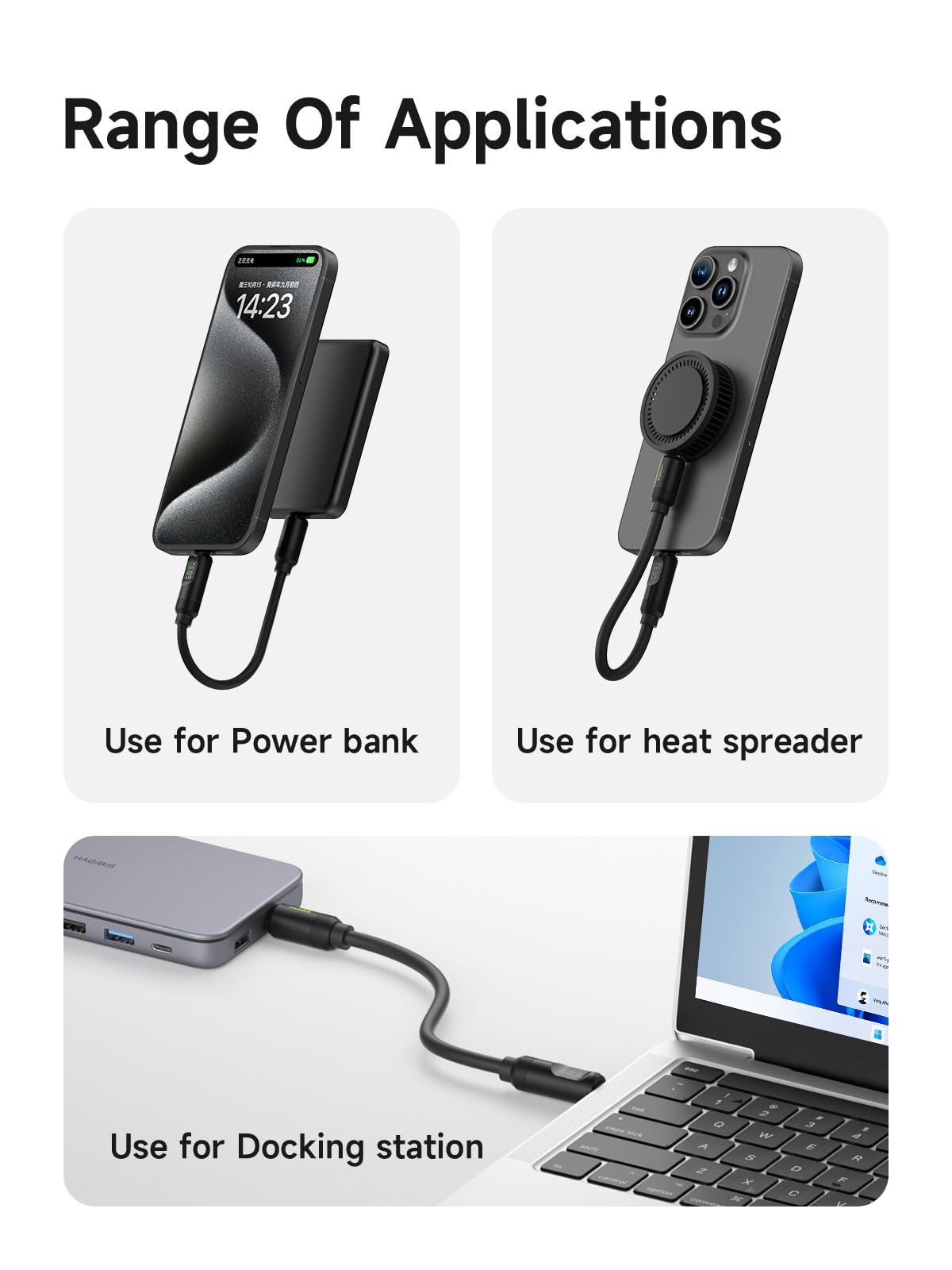Hagibis USB 4 Cable LED Display 240W Fast Charging 8K 40Gbps Thunderbolt 4/3 Black