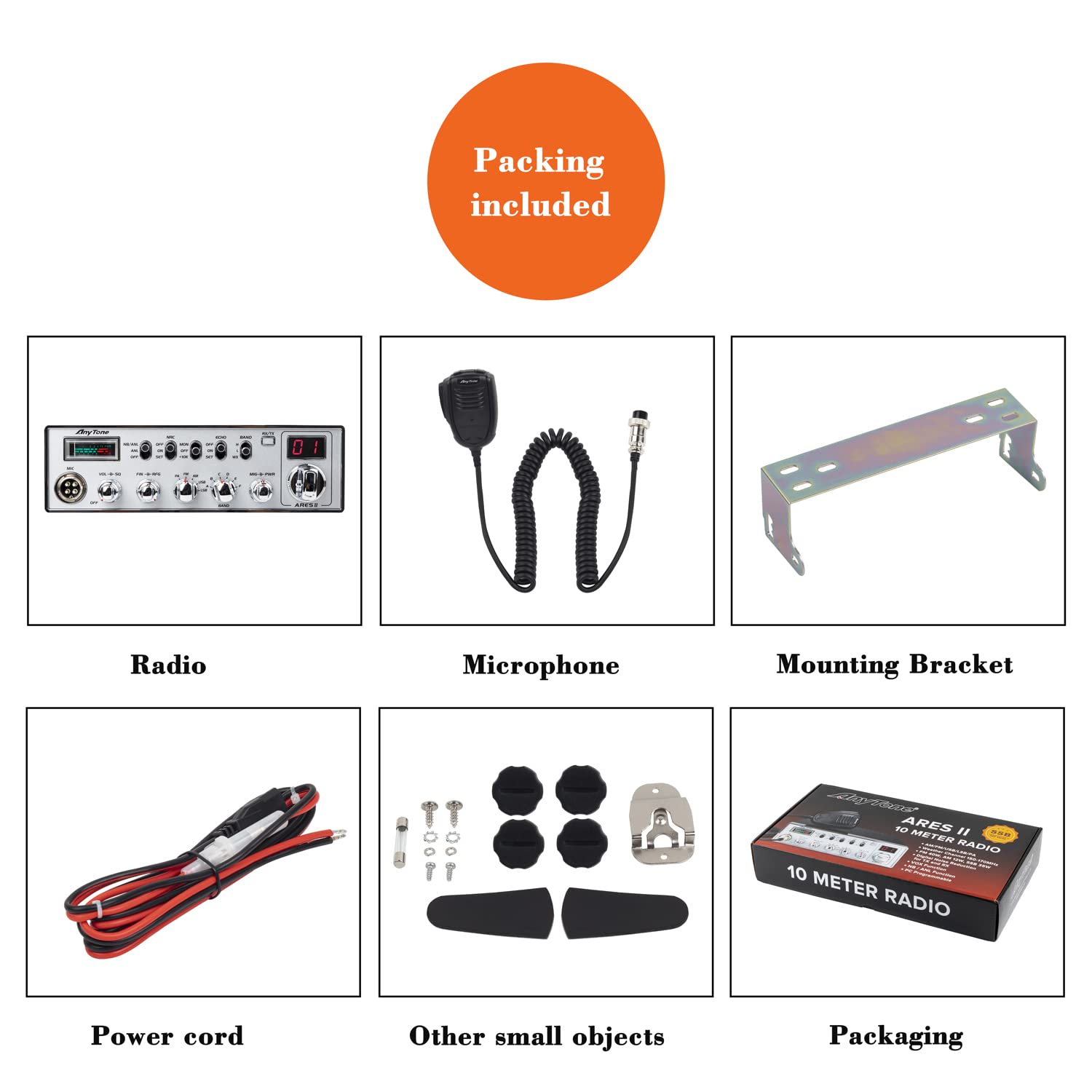 Anytone Ares Ii 10 Meter Radio For Truck, With Ctcss/Dcs, High Power Output Max Fm 40W, Am 12W,Ssb 35W.