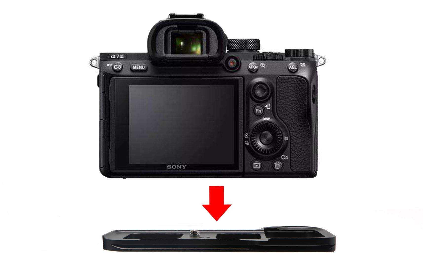 Hithut Hand Grip Quick Release Metal Base Plate For Sony A7M3 A7Iii A7Riii A7R3 A9 With 1/4'' Screw And Hex Wrench Black