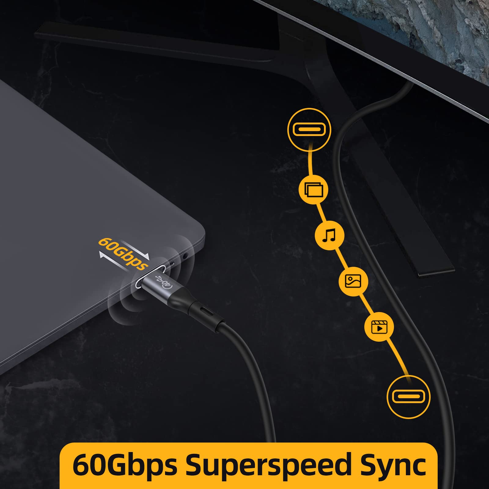 Yaomaisi Thunderbolt 4 Cable?Usb If Certified? 1.5M/4.9Ft Usb4 Cable,40Gbps Data Transfer & 100W Pd Charging, 8K@60Hz Or Dual 4K