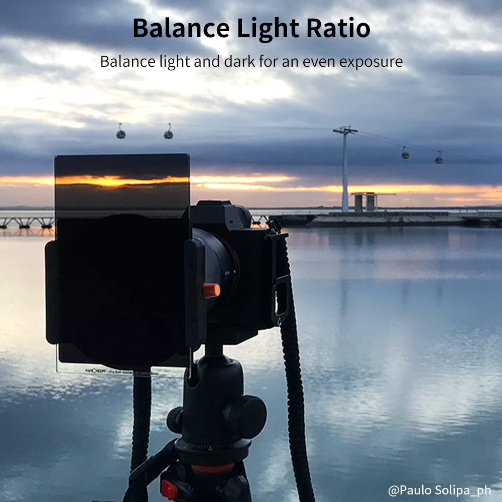 K&F Concept Soft Gnd8 (3 Stops) + Metal Filter Holder + 8 * Adapter Ring Square Filter Kit, 100X150Mm Soft Graduated Neutral Den