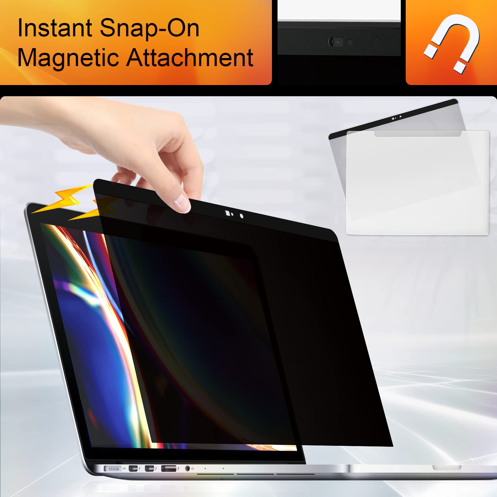 Mamol Privacy Screen Macbook Pro 16 Inch 2019 (A2141), Magnetic Removable Anti Glare Blue Light Filter Privacy Screen Protector