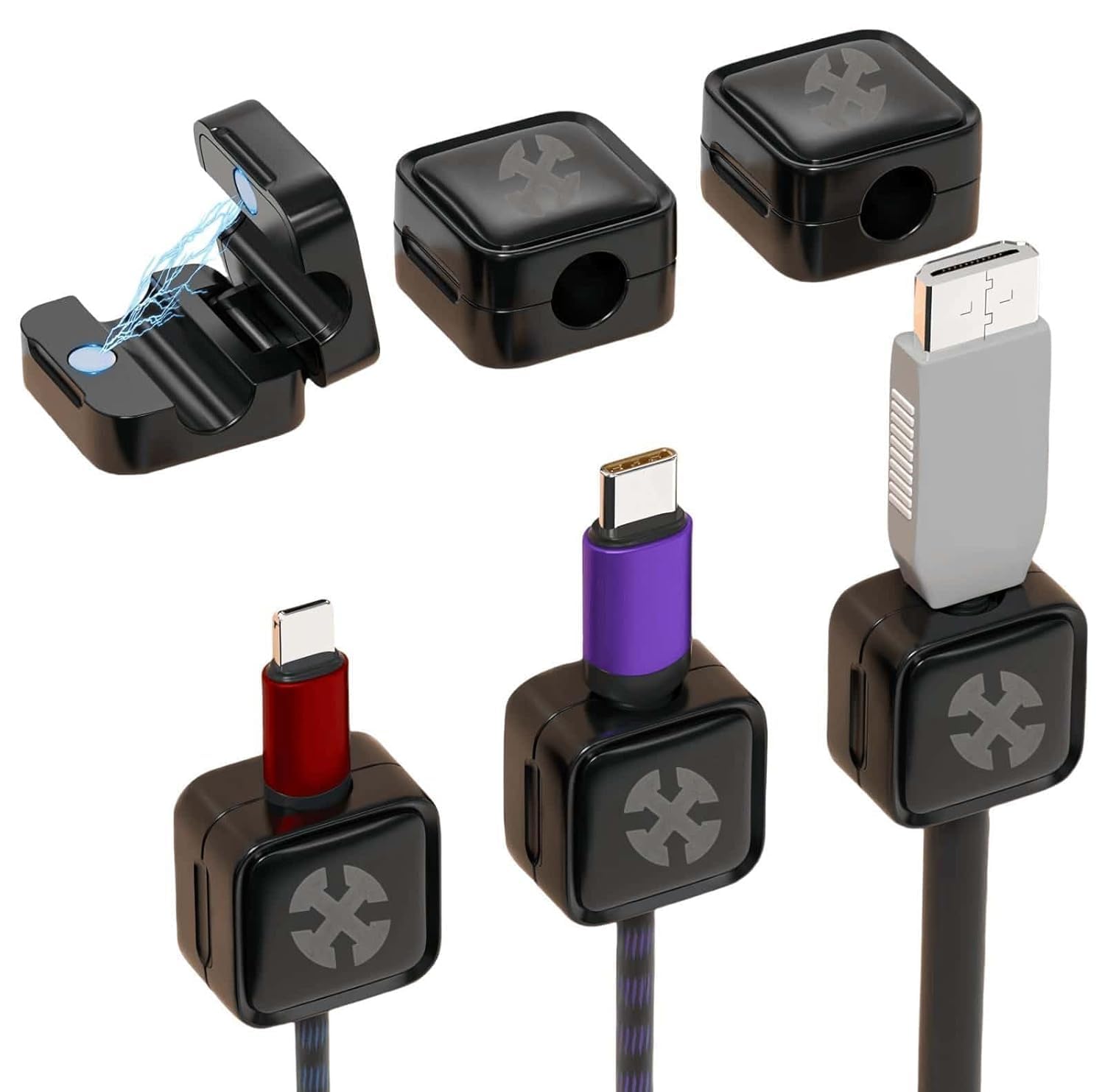 Hinshoz Magnetic Cable Organizer Clips Desk Wire Management Clip With 3M Adhesive Foam Wire Organiser & Cable Tie For Efficient