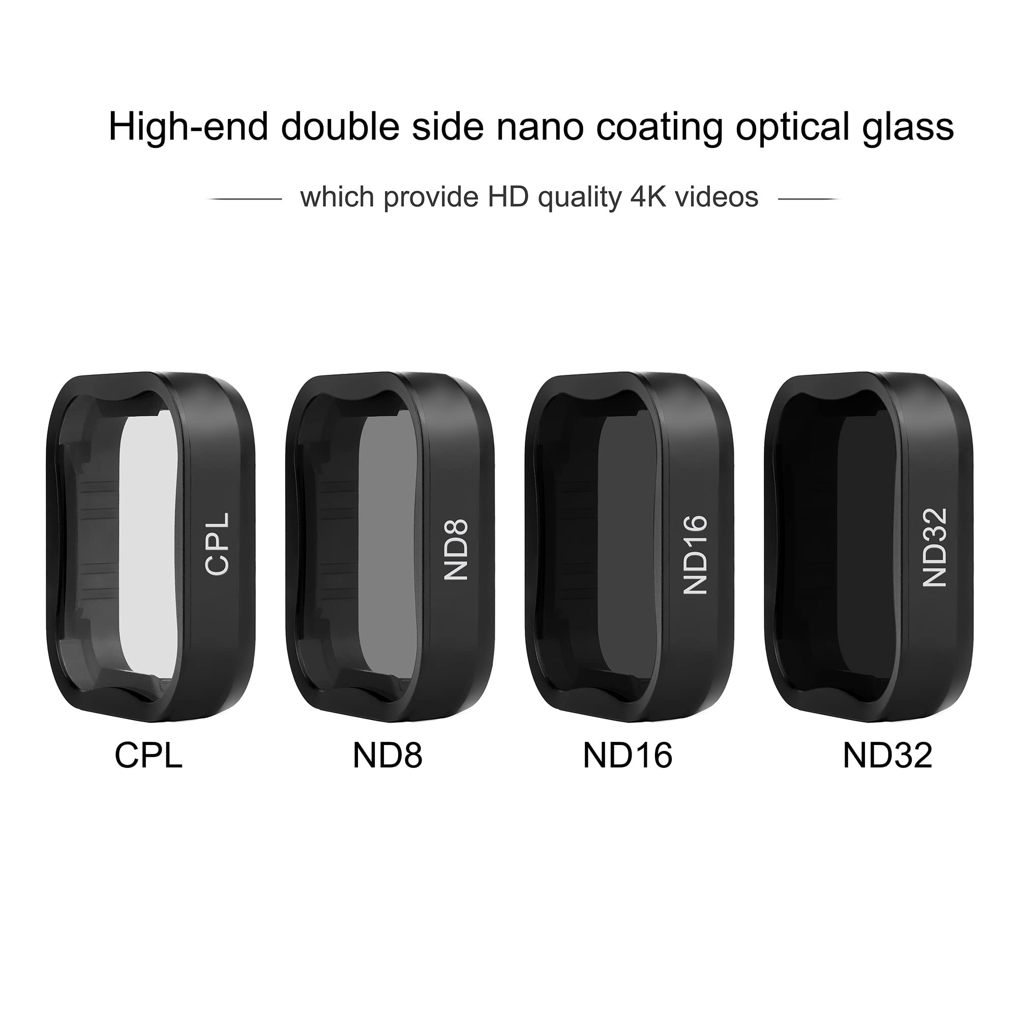 SOONSUN 4-Pack Lens Filter Kit CPL ND8 ND16 ND32 for GoPro Hero 5 6 7 Black Optical Glass